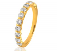 Alianza de 0,75 ct y diamantes con barras de oro amarillo ó blanco